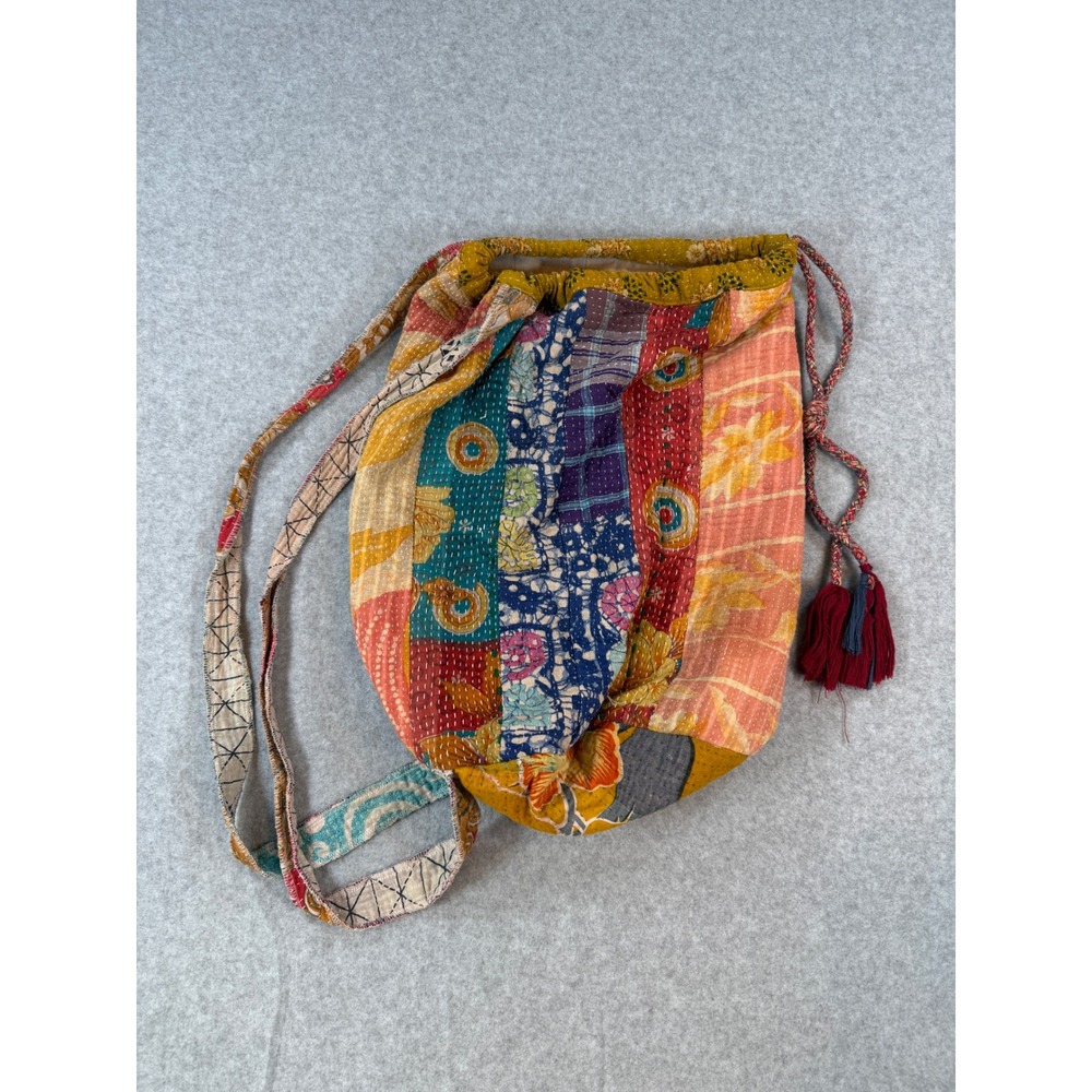 Unbranded OS Kantha Quilt Backpack Boho Patchwork Cotton Hand Stitched Bag